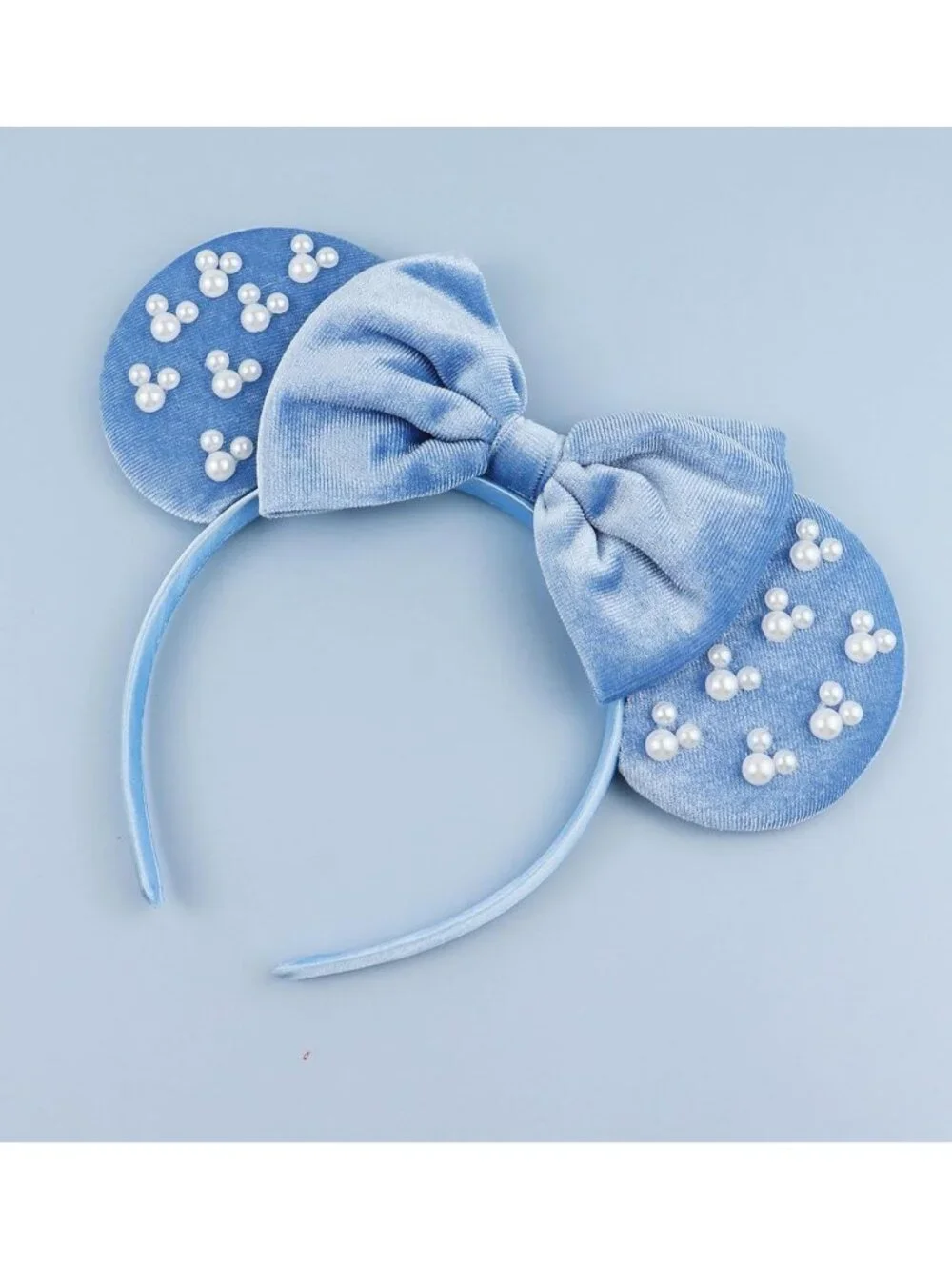 Women Blue Polyester Velvet Mickey Mouse Halloween Costume Headband
